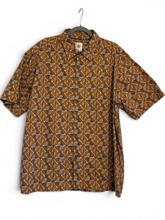 The Territory Ahead Other - The Territory Ahead Rust Geo Cotton Short Sleeve Button-Down Shirt | Men’s XXL